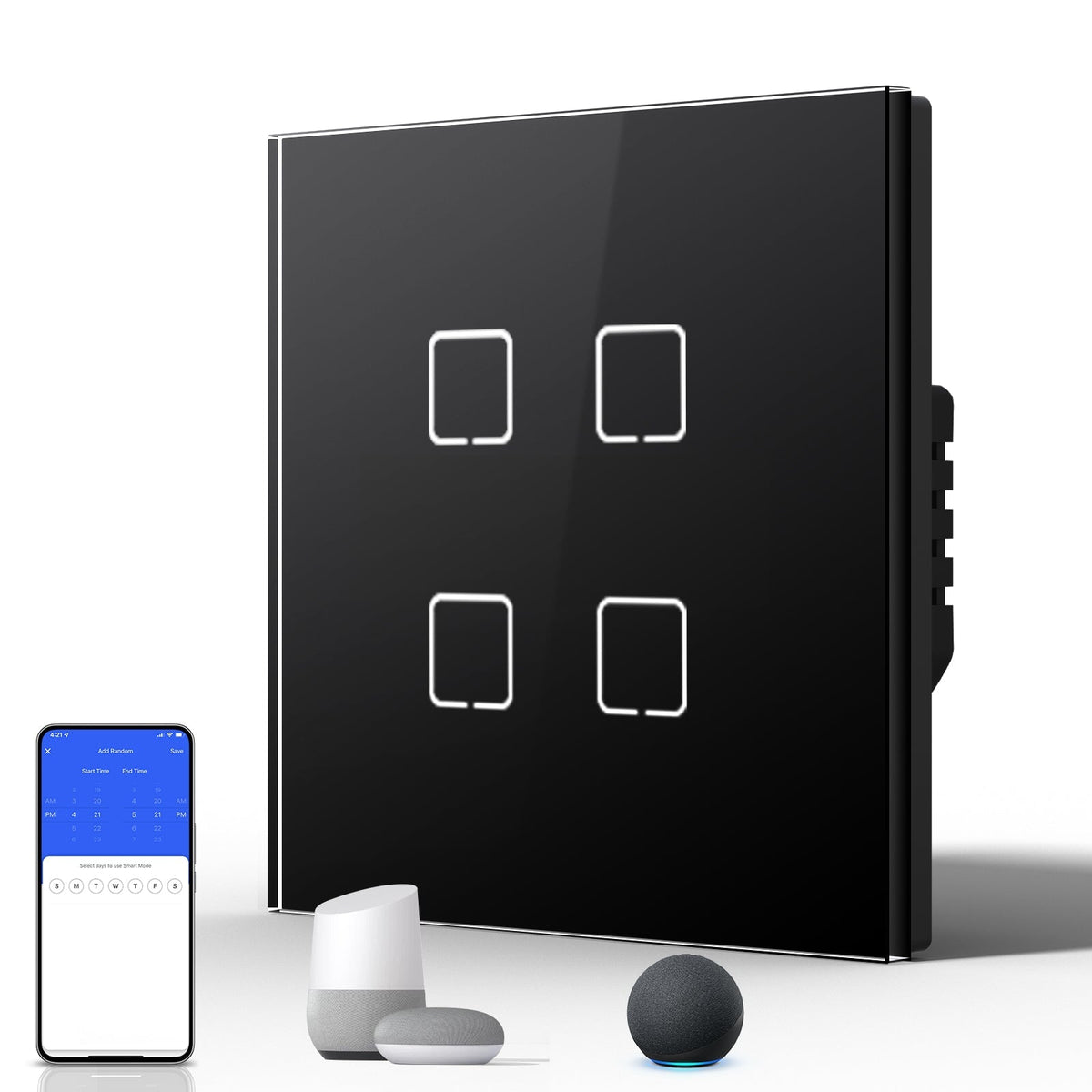 Echo Serie Smart Zigbee Light Switch (With Neutral) Glass Panel Light Switches Bseedswitch 