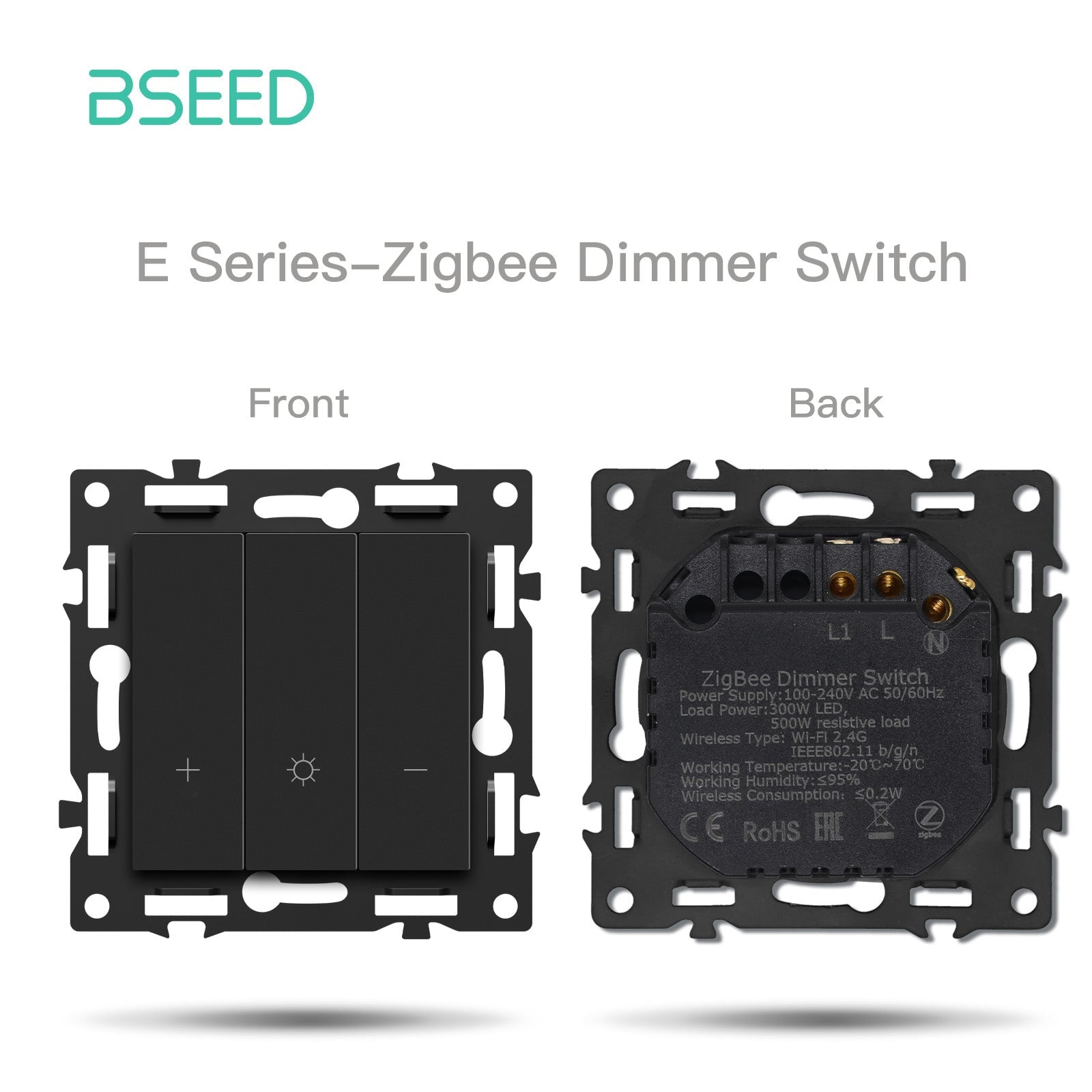 BSEED DIY Part Customized Free Combinations Mechanical Switch Socket Insert Black Color Crystal Glass Panel Light Switches Bseedswitch Zigbee Dimmer Switch 