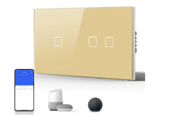 BSEED Productaanpassing Bseedswitch Echo Serie Touch Wifi 1-bende+2-bende Glas Goud (met nulgeleider) 