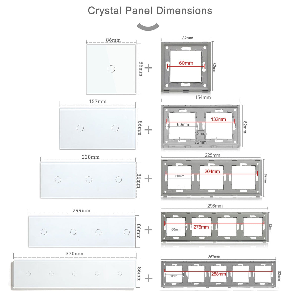 BSEED Crystal Glass Switch Panel Customizable Wall Switch Cover with Personalized Icon Options Bseedswitch 