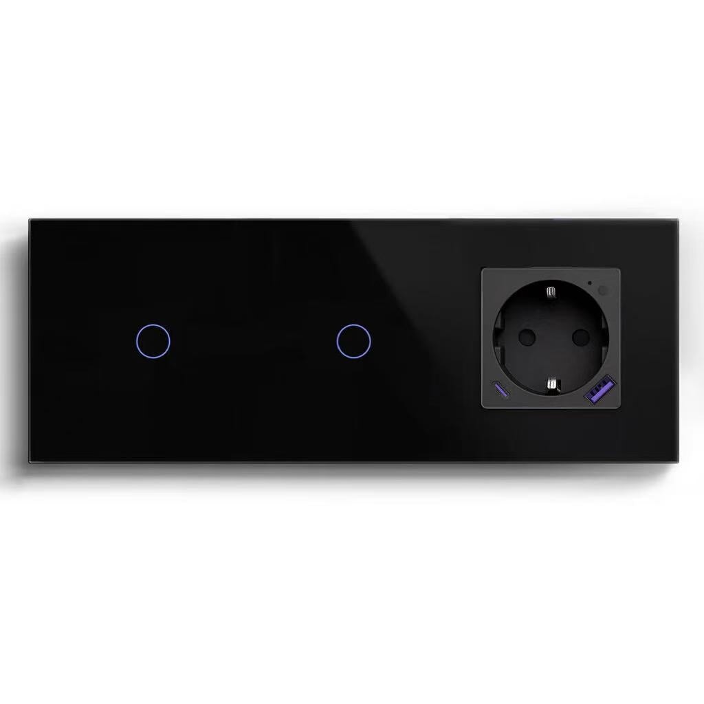 BSEED Product Customization Bseedswitch double wifi 1gang switch with wifi eu socket with energy monitoring and fast charge USB-C port 