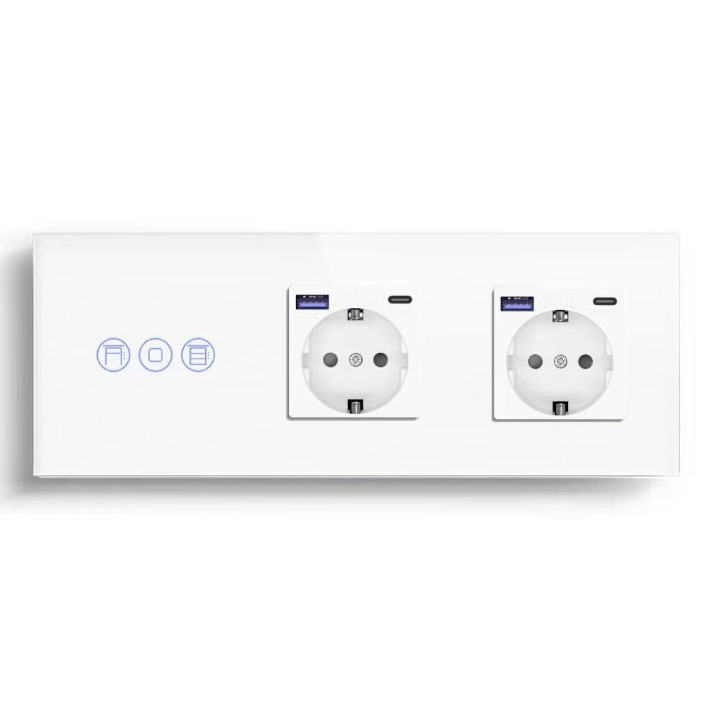 BSEED Product Customization Bseedswitch zigbee roller shutter switch with double eu socket with fast charge usb-c port 