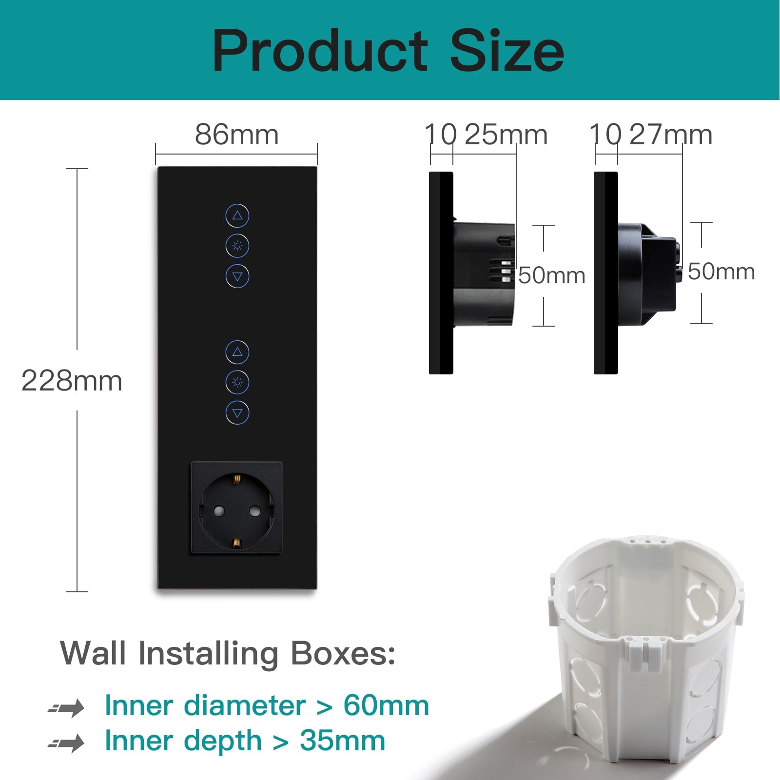 BSEED Smart WiFi Dimmer Light Switch With Normal EU Socket Double Light Switch with Socket Light Switches Bseedswitch 