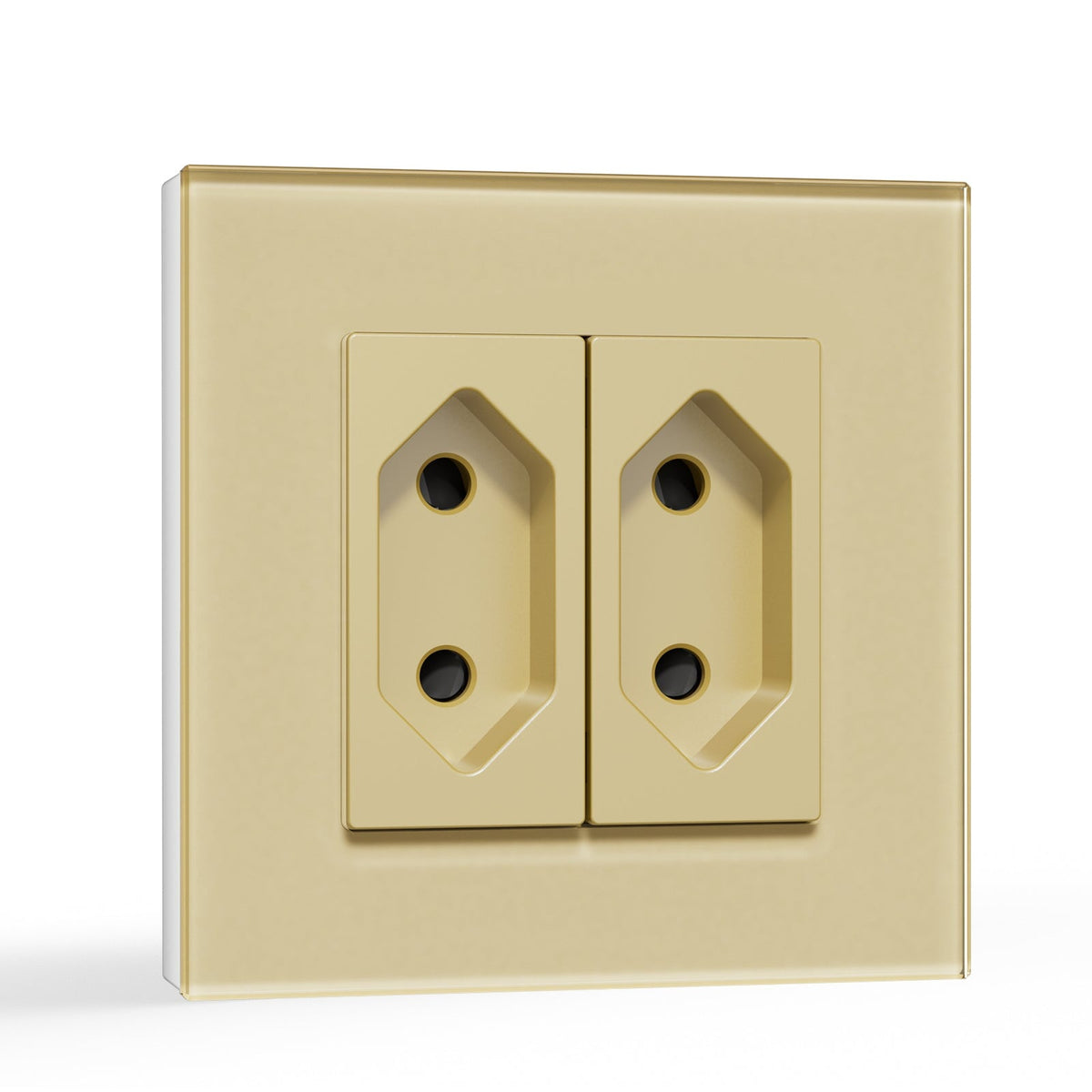 BSEED Double Sockets Power Wall Outlet Type F plug Sockket Eu It Standards 10A Socket Glass Panel Power Outlets & Sockets Bseedswitch Gold 