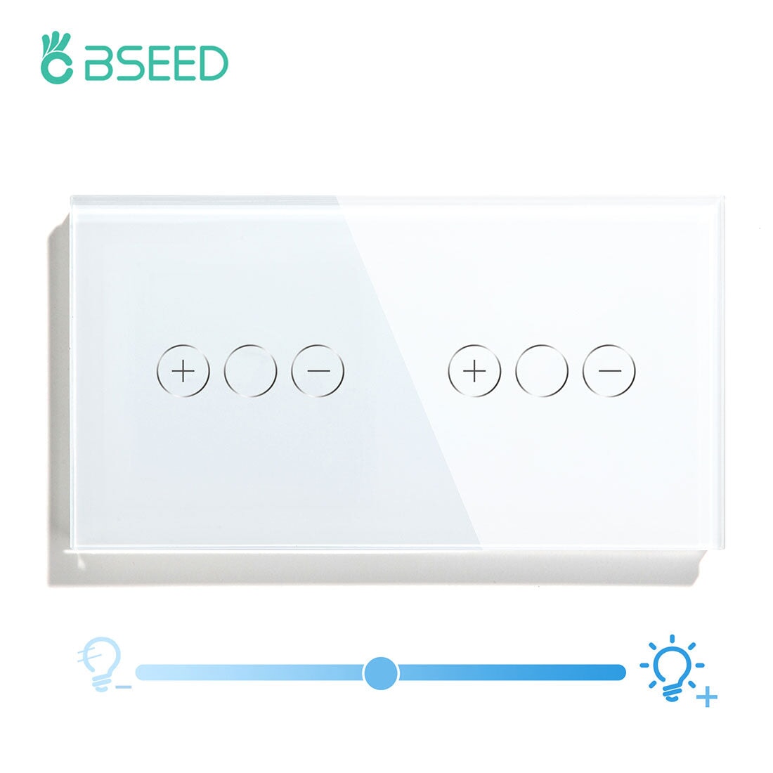 Bseed Double Touch dimmer Switch 1/2/3 Way Dimmer Switch Glass Panel 157mm Light Switches Bseedswitch White 1gang 1way +1gang 1way 
