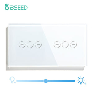 Bseed Double Touch dimmer Switch 1/2/3 Way Dimmer Switch Glass Panel 157mm Light Switches Bseedswitch White 1gang 1way +1gang 1way 