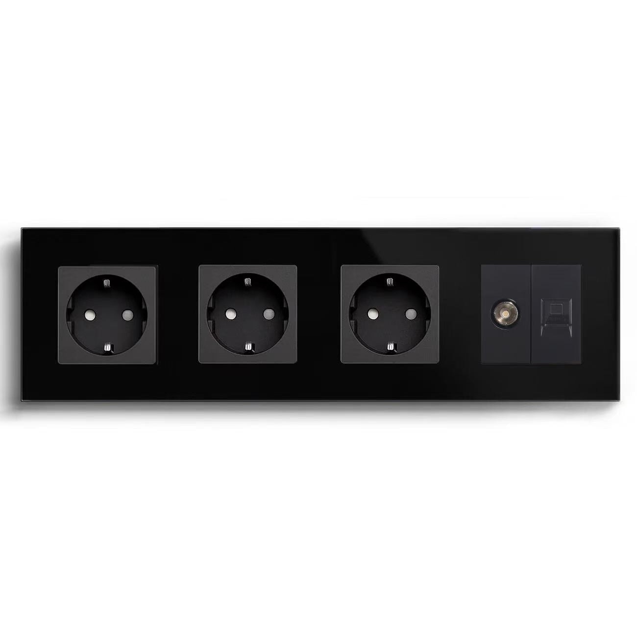 BSEED Product Customization Bseedswitch triple eu socket with tv socket and cat6 socket 