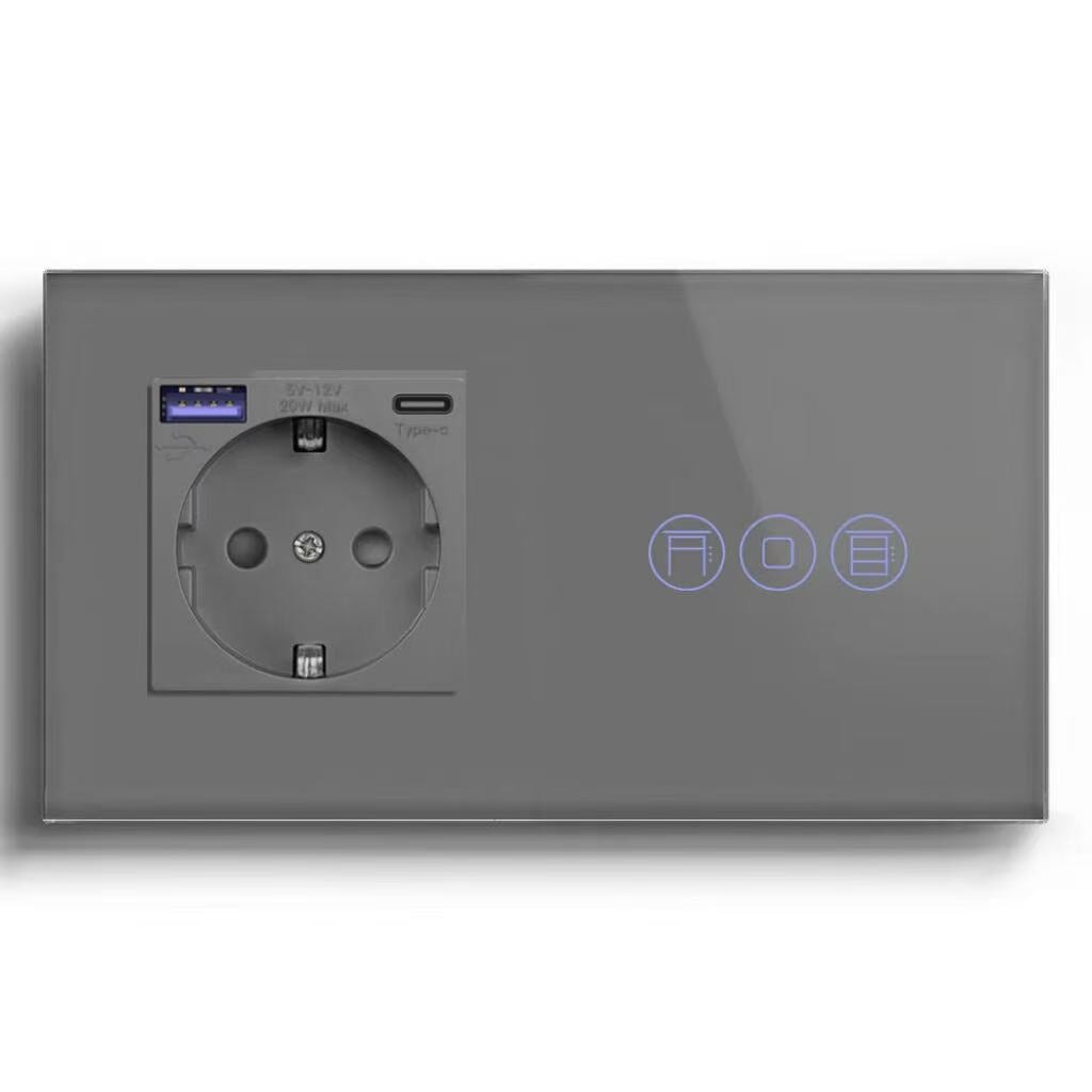BSEED Product Customization Bseedswitch eu socket with 20w usb-c port with wifi roller shutter switch 