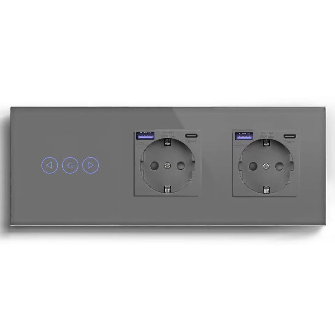 BSEED Product Customization Bseedswitch wifi dimmer switch with double eu sockwt with usb-c port 