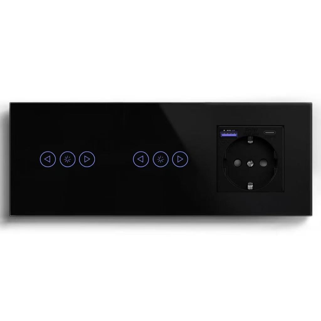 BSEED Product Customization Bseedswitch double zigbee dimmer switch with eu socketwith usb-c port 