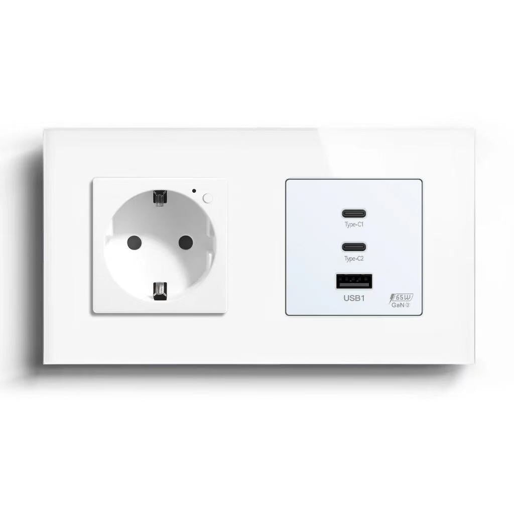 BSEED Product Customization Bseedswitch wifi eu socket with energy monitoring with 65W usb-c port 