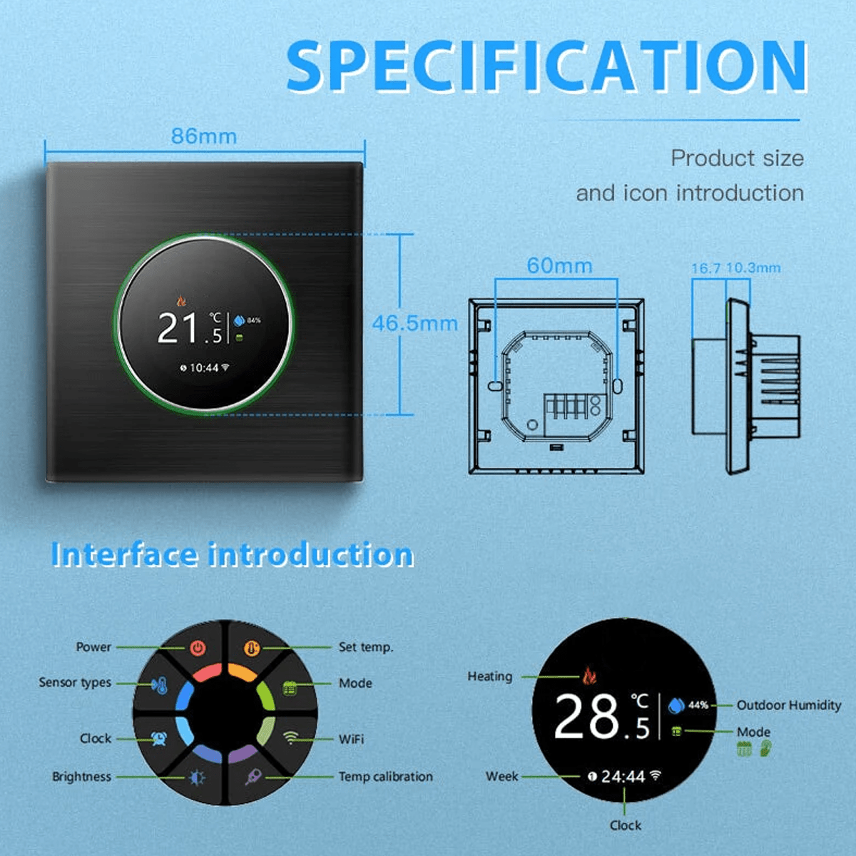 BSEED zigbee Floor Heating Room Thermostat Controller Rotary Button Thermostats Bseedswitch 