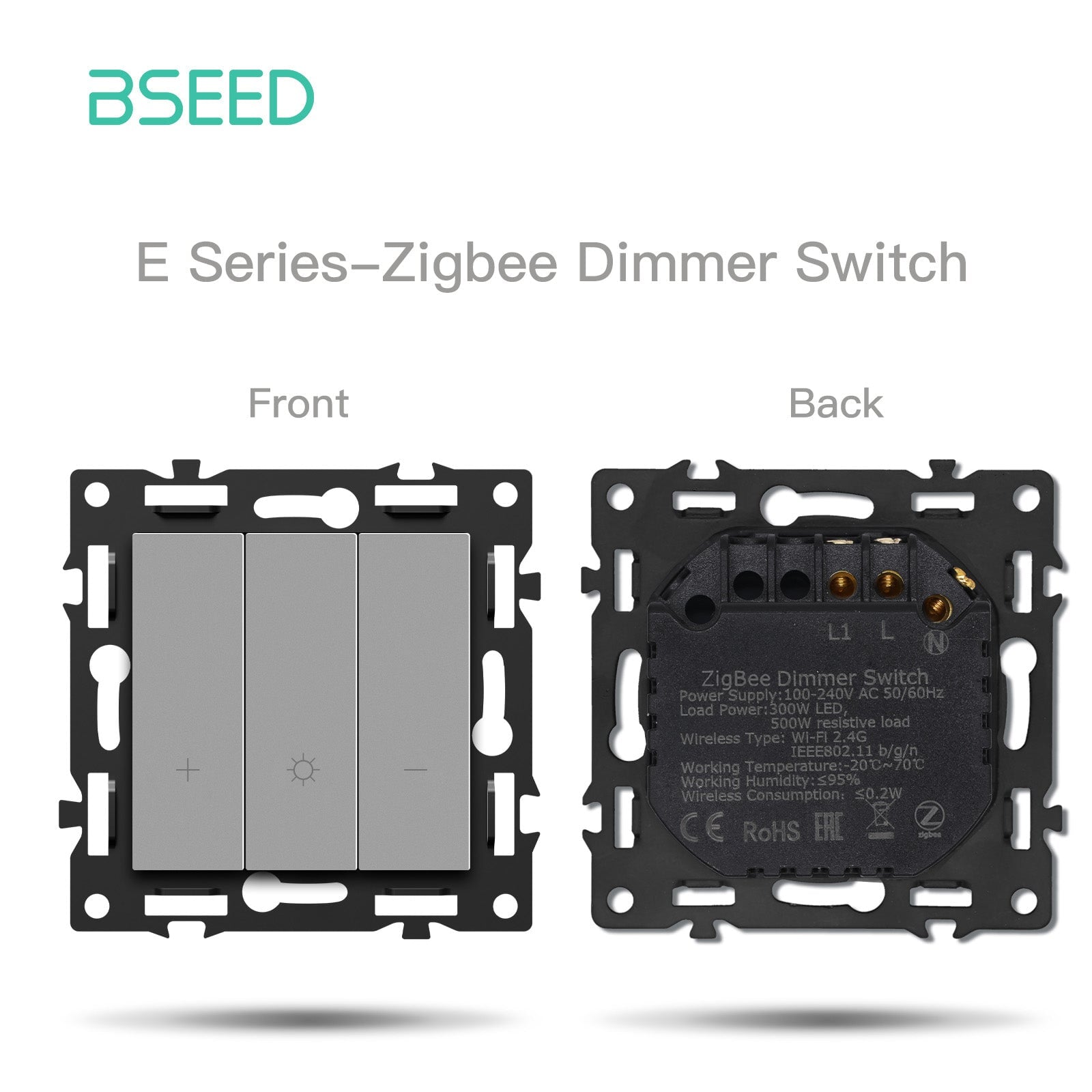 BSEED DIY Part Customized Free Combinations Mechanical Light Switch Wall Socket Insert Grey Color Crystal Glass Panel Light Switches Bseedswitch Zigbee Dimmer Switch 
