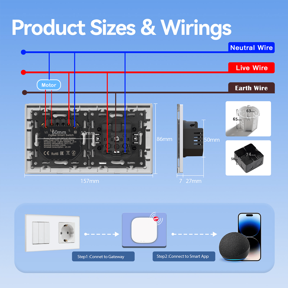 Bseed Echo Smart Zigbee Blind Switch Roller Shutter Switch Socket For type F plug Shutters Bseedswitch 