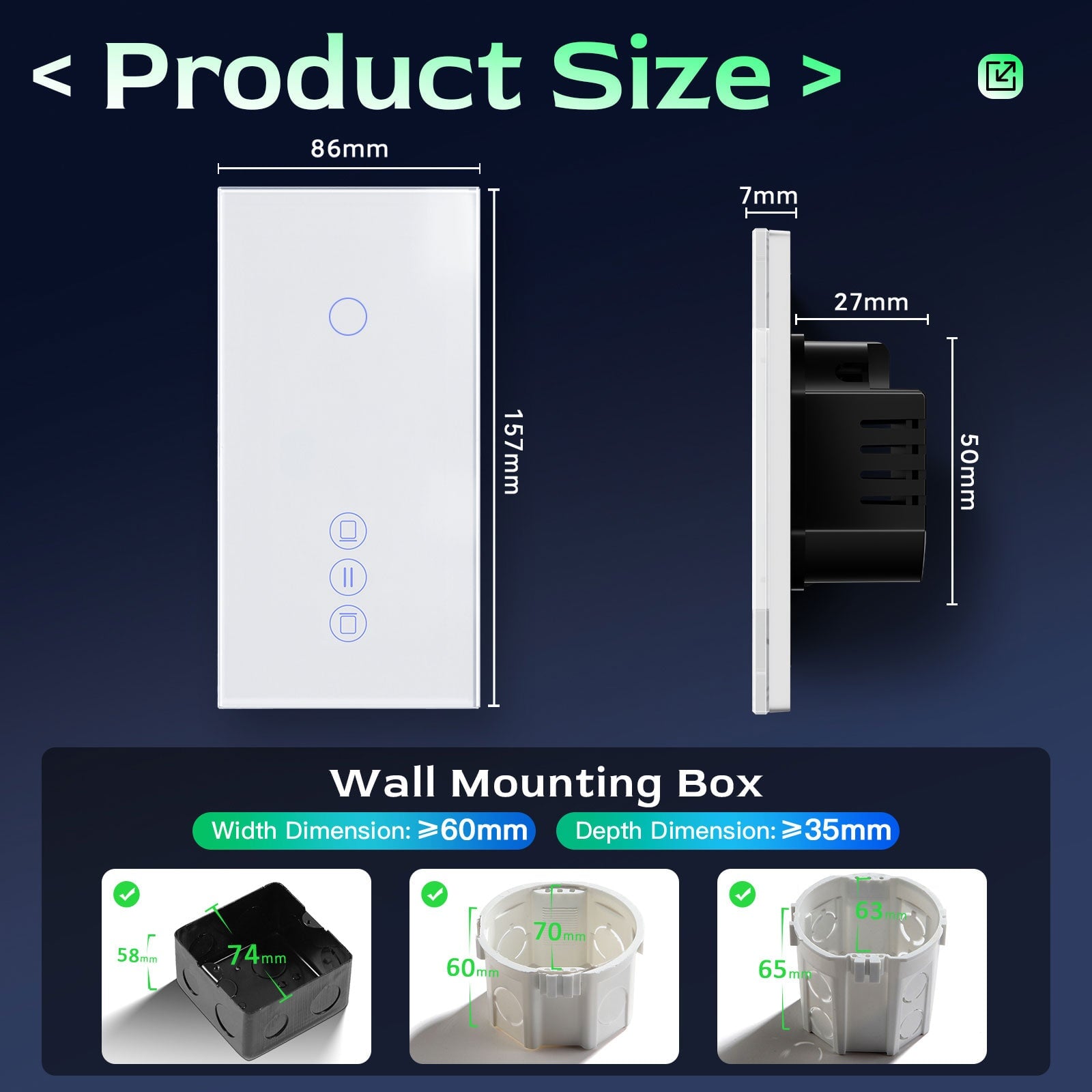 BSEED Zigbee Light Switch With Blind Switch Smart Wall Touch Switch Smart Zigbee Wall Switch Vertical version blind switch Bseedswitch 