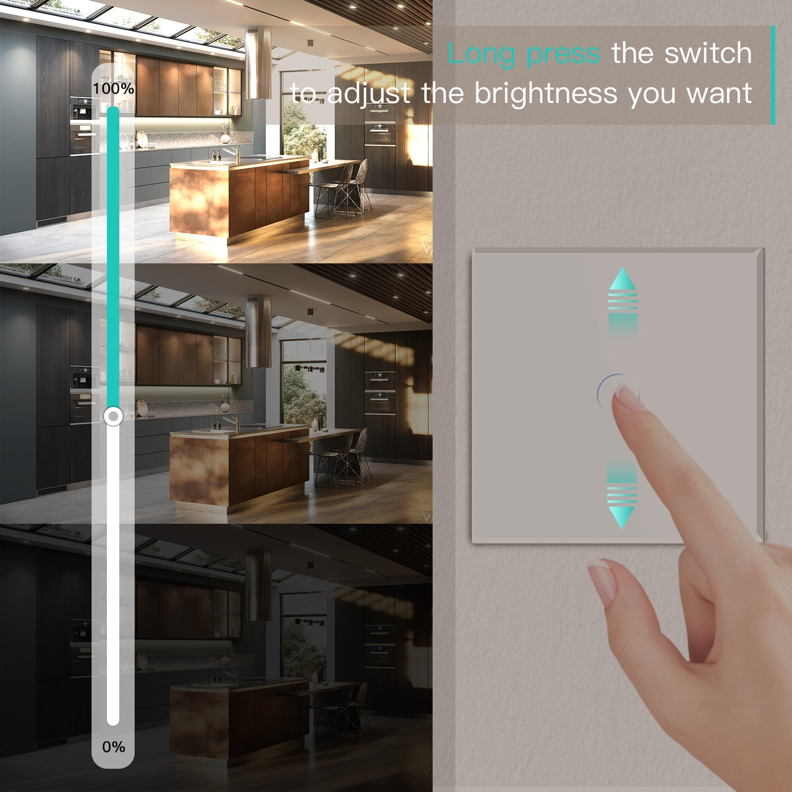 Bseed EU Standard Touch Sensor Dimmer Switch 1Gang 1Way Crystal Glass Dimmable LED Light Switches Home Dimmer Wall Switches Light Switches Bseedswitch 