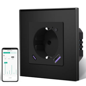 BSEED Echo Wifi Eu Standards Socket with Energy Monitoring Smart wifi Electric Socket Work with Alexa Google Assitant socket Bseedswitch Black Single 