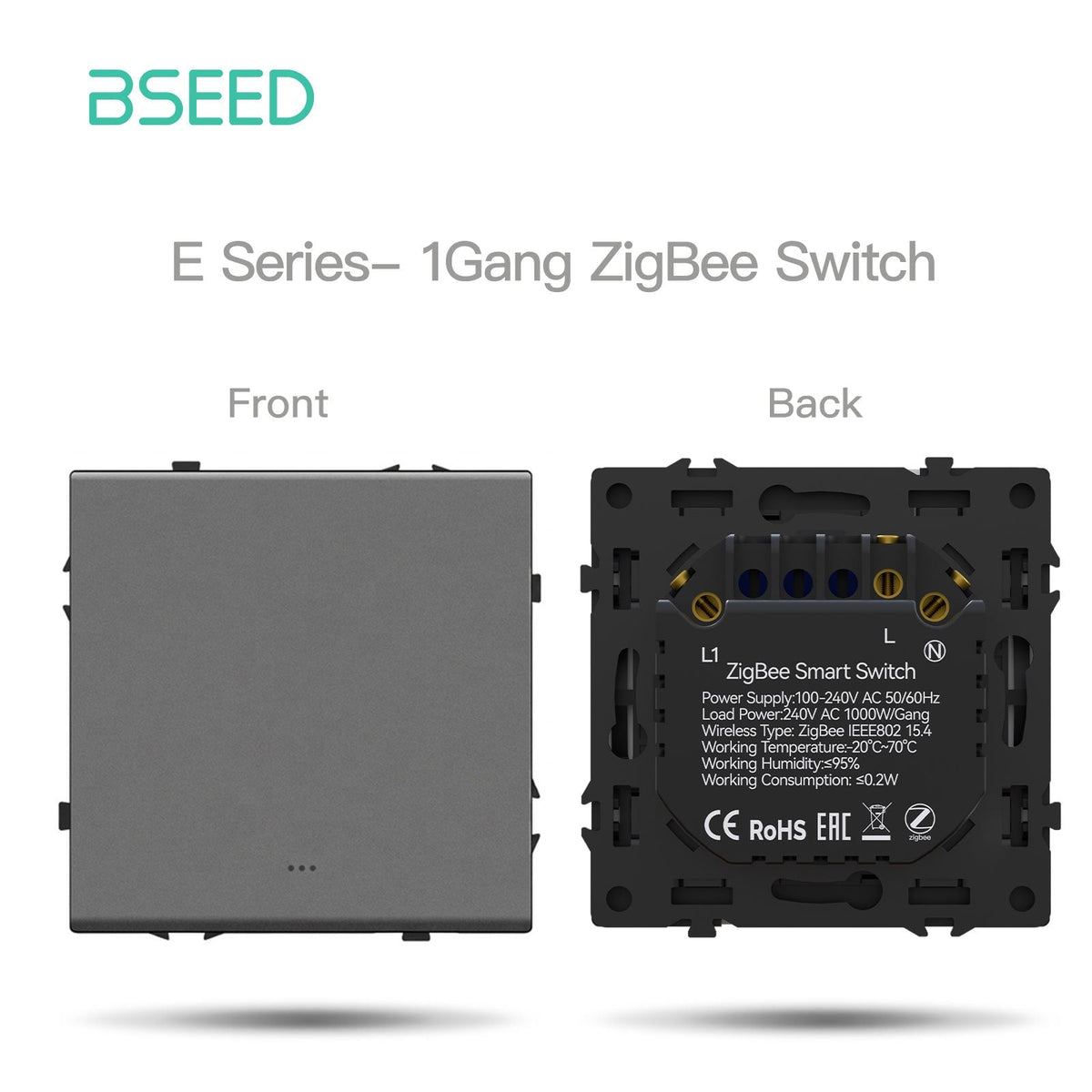 Grand Series DIY Part Customized free combinations Plastic Panels Grey Color Power Outlets & Sockets Bseedswitch Zigbee 1 Gang Switch with Neutral 