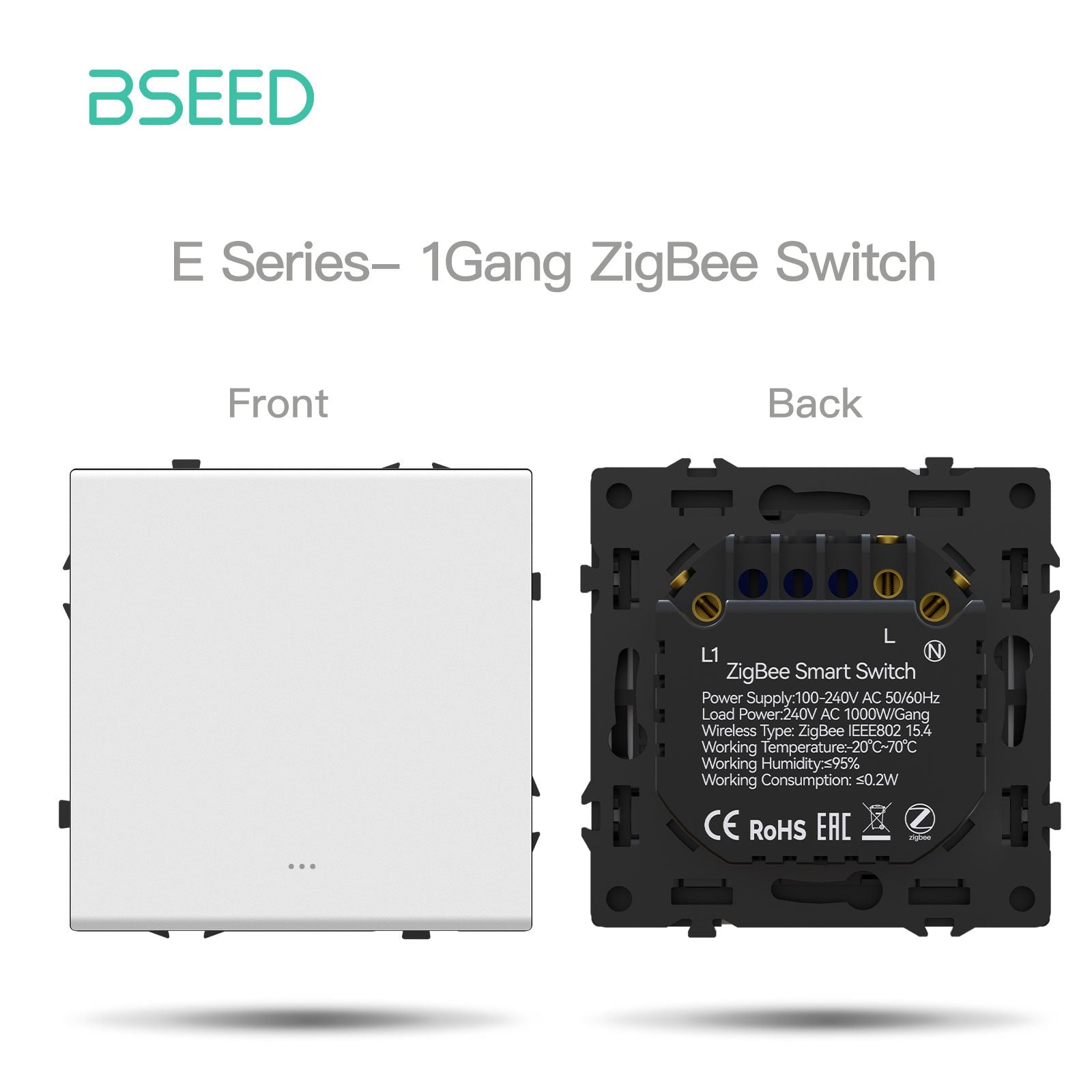 Grand Series DIY Part Customized free combinations Plastic Panels White Color Power Outlets & Sockets Bseedswitch Zigbee 1 gang switch with neutral 