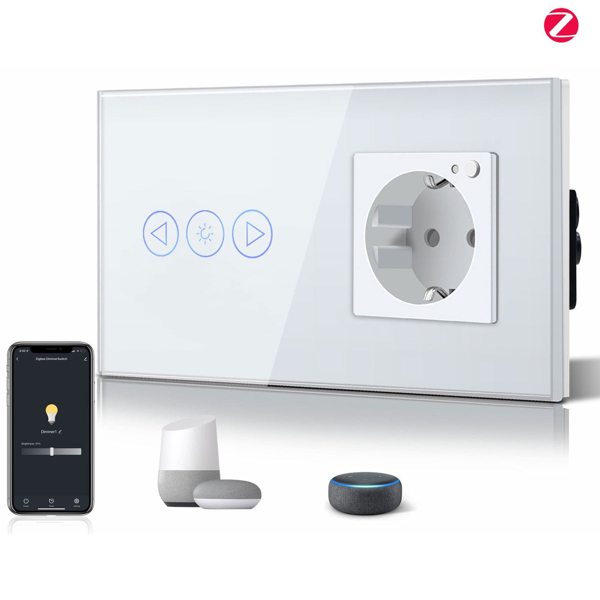 Bseed Smart WiFi Dimmer Switch With WiFi Socket Power Outlets & Sockets Bseedswitch White 