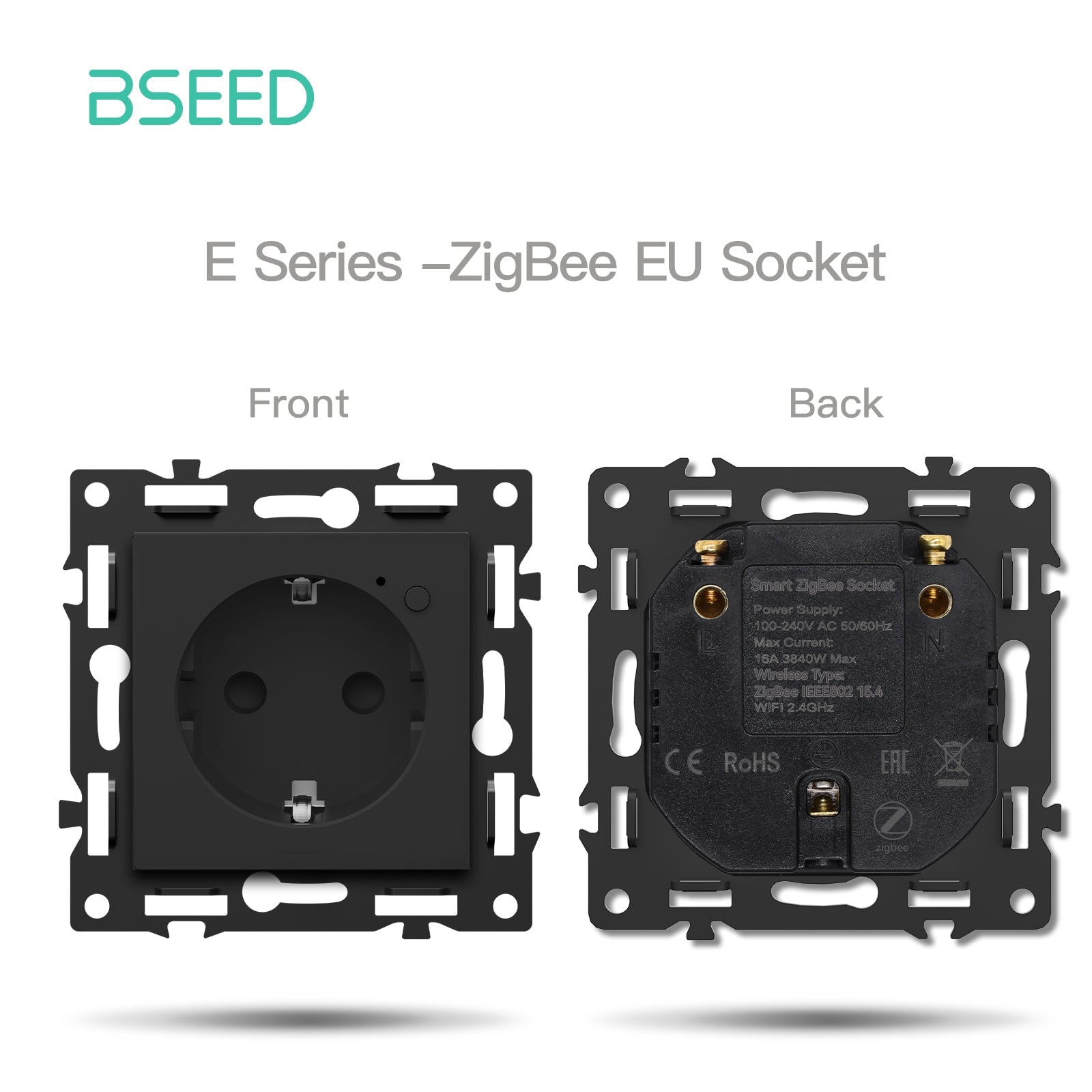 BSEED DIY Part Customized Free Combinations Mechanical Switch Socket Insert Black Color Crystal Glass Panel Light Switches Bseedswitch Zigbee EU Socket 