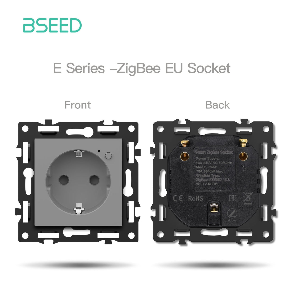 BSEED DIY Part Customized Free Combinations Mechanical Light Switch Wall Socket Insert Grey Color Crystal Glass Panel Light Switches Bseedswitch Zigbee Eu Socket 