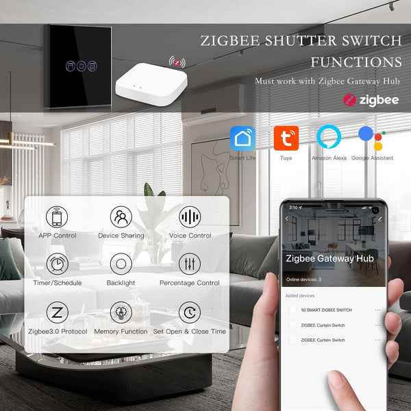 BSEED Zigbee Shutter Switch Smart Wall Touch Switch Bseedswitch 