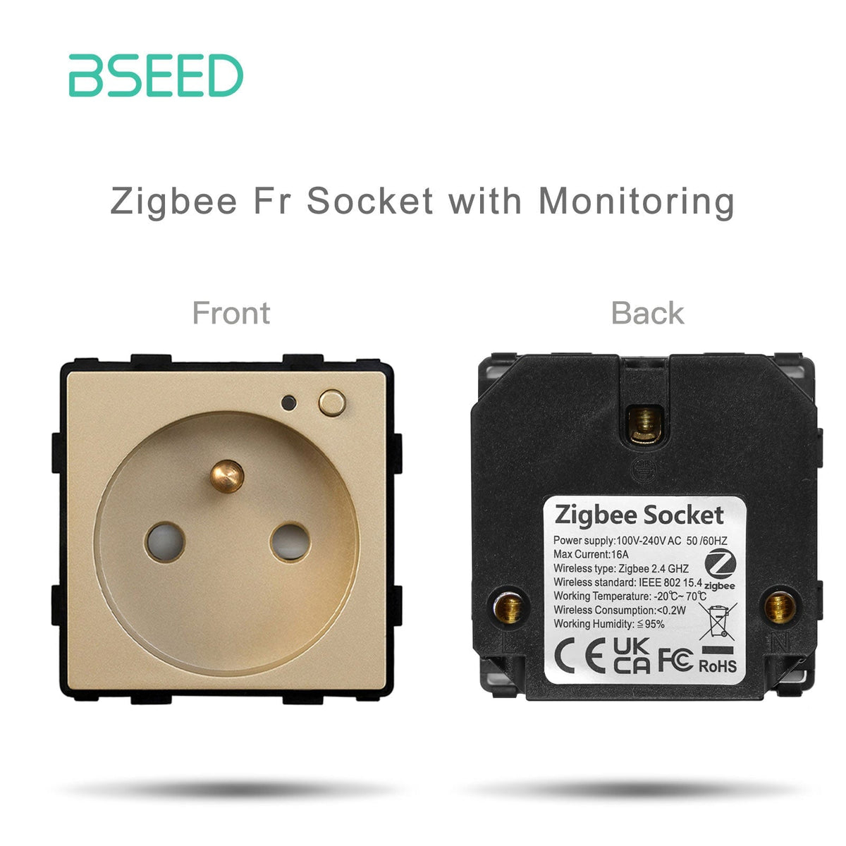 BSEED EU/FR/MF standaard wandcontactdoos functietoets touch wifi Zigbee type stopcontacten & schakelaars Bseedswitch goud FR ZigBee