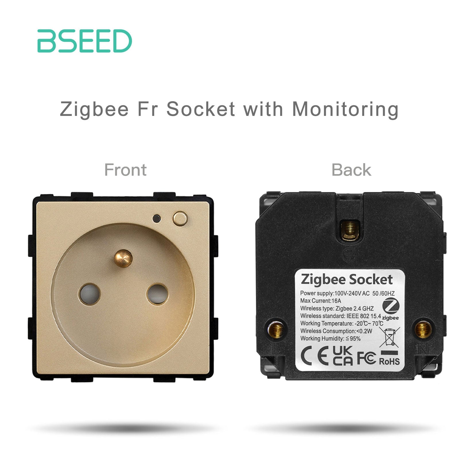 BSEED EU/FR/MF standaard wandcontactdoos functietoets touch wifi Zigbee type stopcontacten & schakelaars Bseedswitch goud FR ZigBee