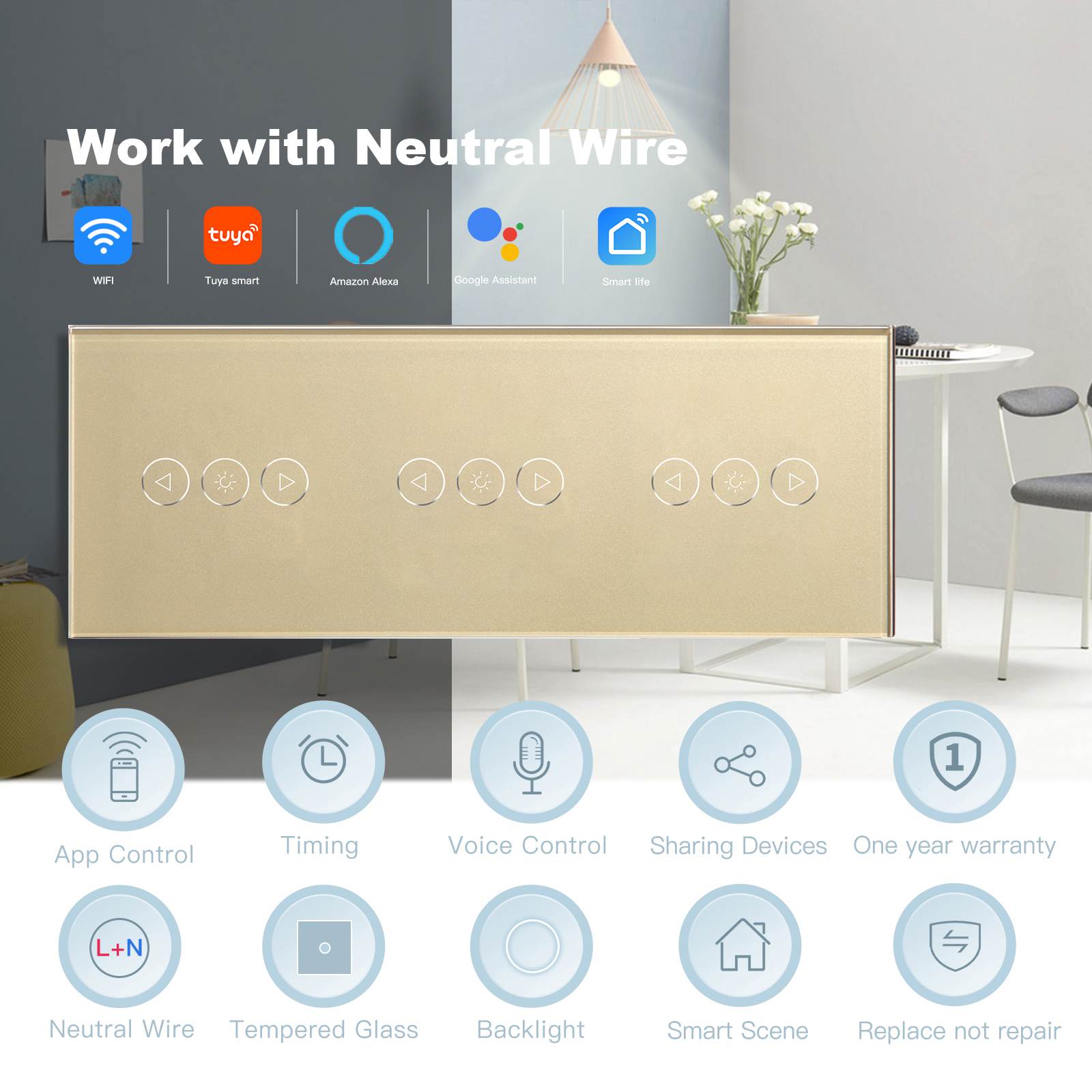Tuya Smart Life Interrupteur À Gradation Led Wifi Smart Light Touch Tuya Smart Life Interrupteur À Gradation Led Wifi Smart Light Touch