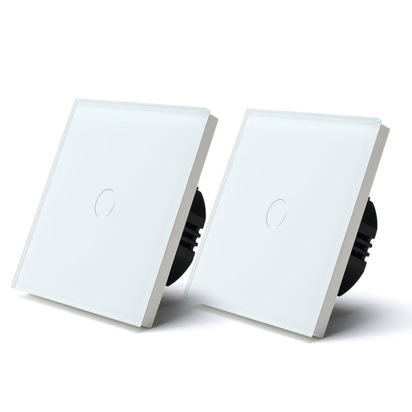 BSEED 2Pieces 1Gang 2Way Touch Dimmer Wall Switches EU Standard Crystal Panel Light Switches Bseedswitch White 