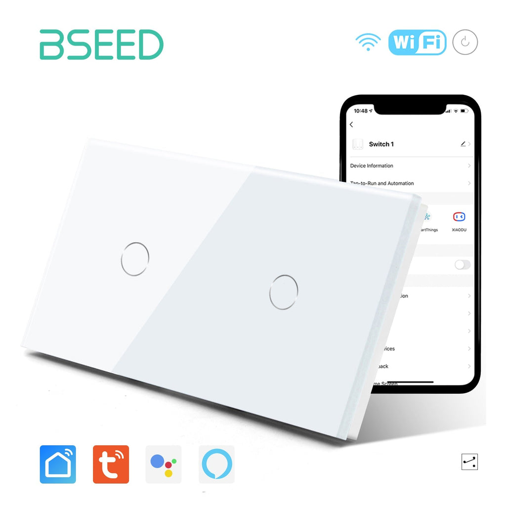 Bseed WiFi Light Switch 1/2/3 Way Double Smart WiFi Touch Switch 157mm Without Icon Light Switches Bseedswitch 