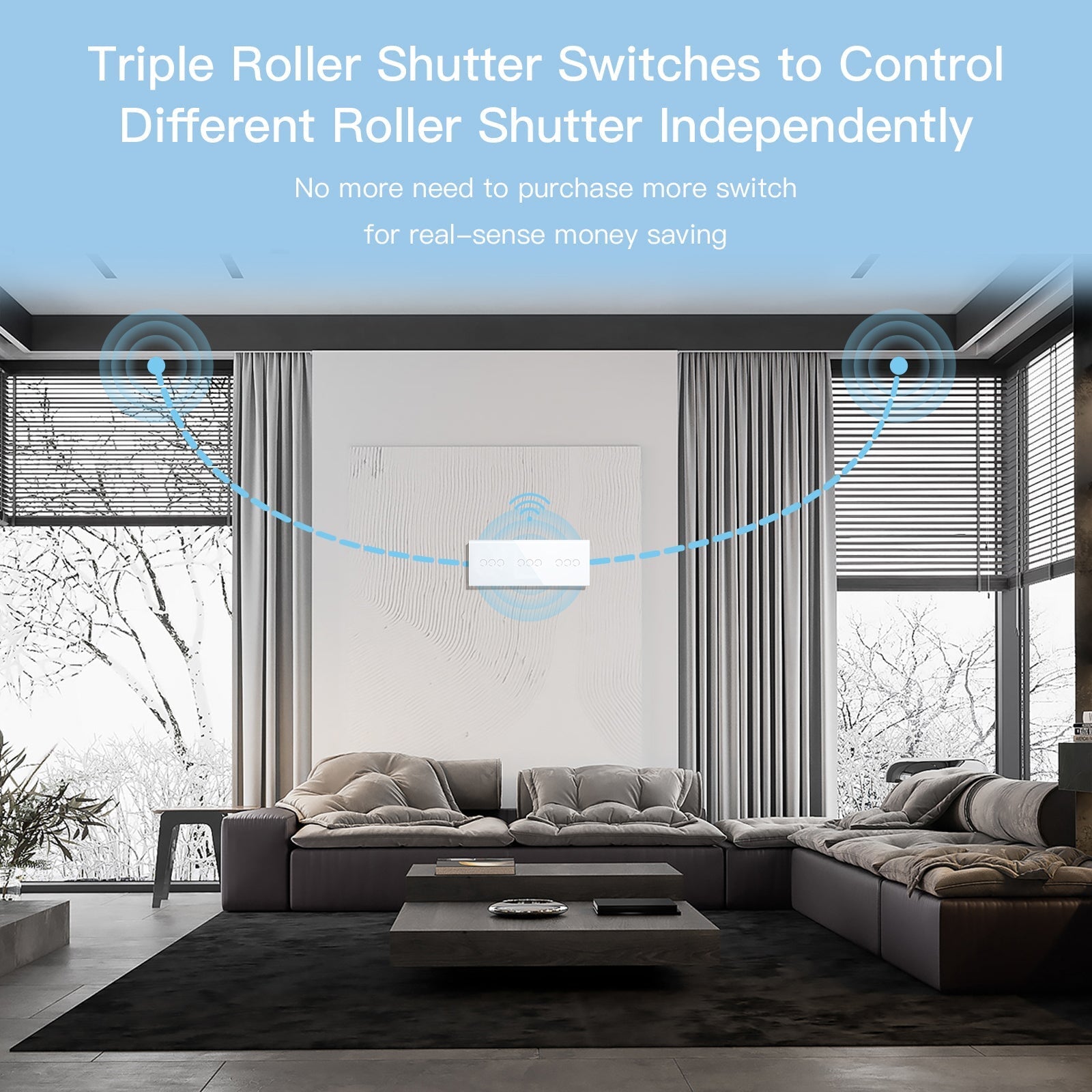 BSEED WiFi Quadruple Roller Shutter Switch Touch Panel Voice Control 2 ...