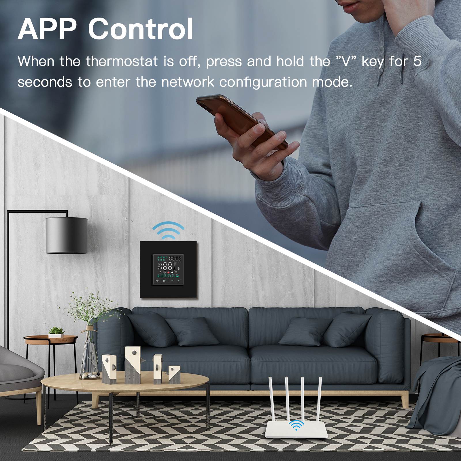 BSEED WiFi Touch LED Screen Floor Heating Room Thermostat Controller B ...