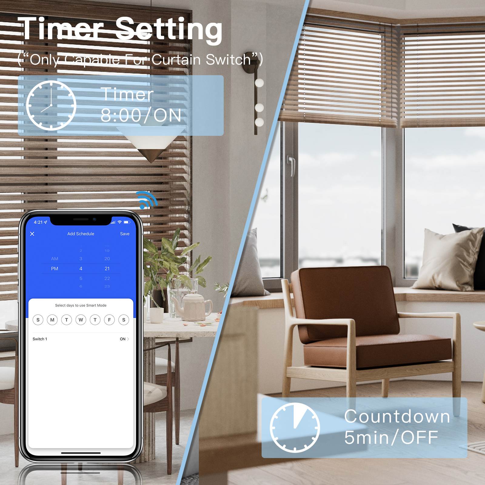 BSEED Double 1/2/3 Gang WiFi Switch With Double Roller Shutter Switch ...