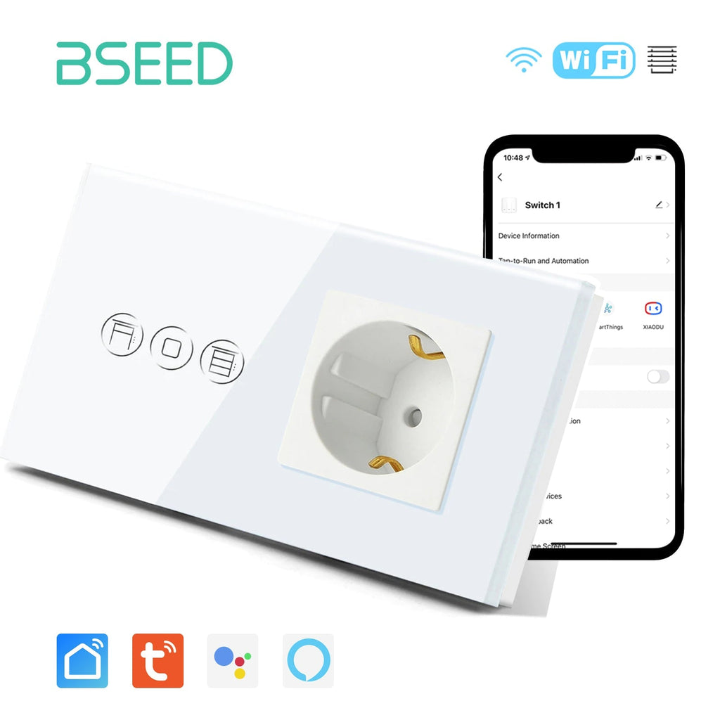 Bseed Touch Wifi Shutter Switch EU Standard Socket Without Wifi Power Outlets & Sockets Bseedswitch 