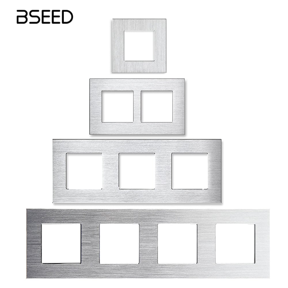 Bseed Brushed Aluminum Frames Socket Frame 4 Color 1/2/3/4 Slotes
