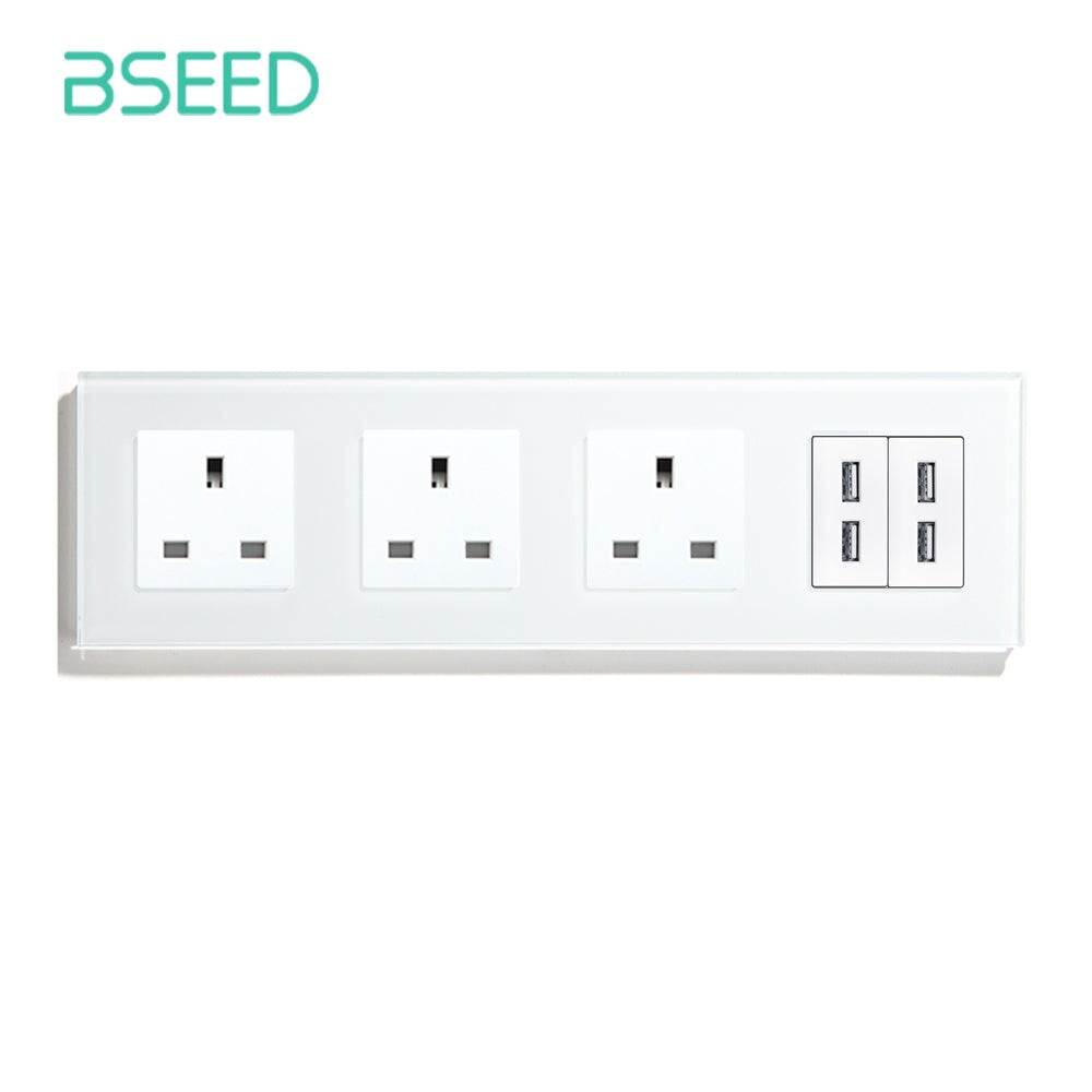 BSEED Triple UK Socket With USB Socket 299mm Power Outlets & Sockets Bseedswitch 