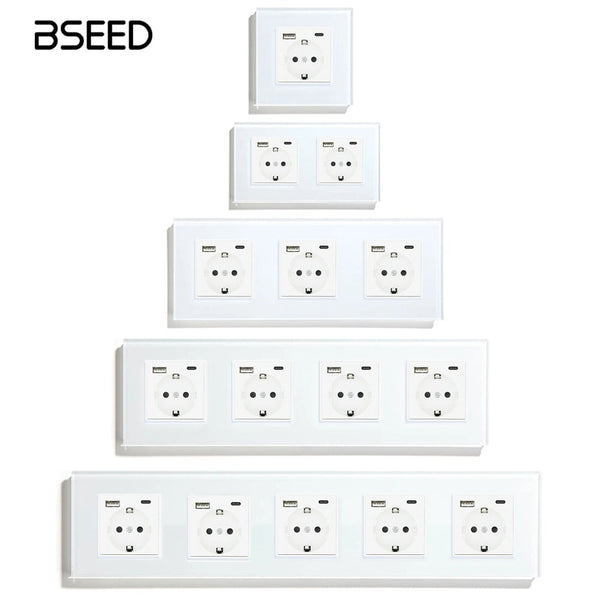 BSEED Multiple EU sockets Type-C Interface Outlet Wall Socket With Charge Port With USB Power Outlets & Sockets Bseedswitch 