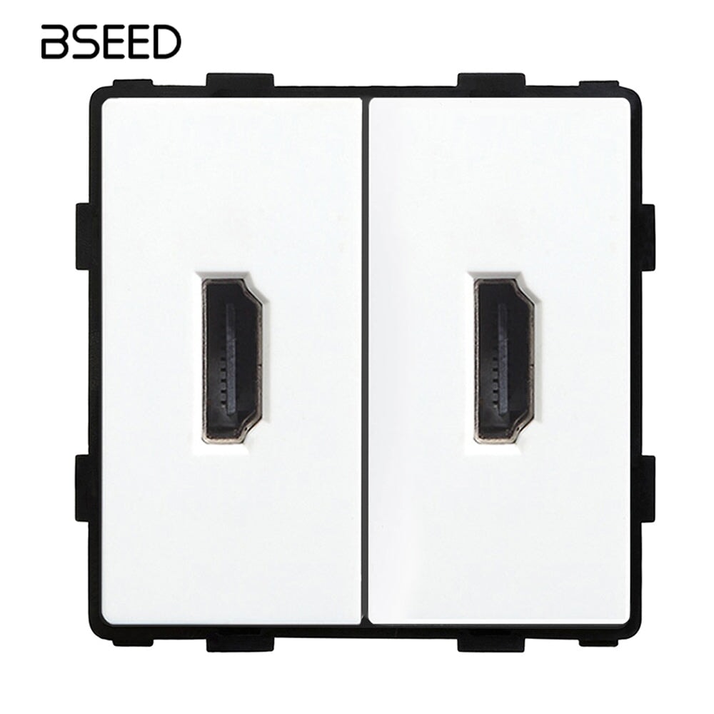 Bseed EU UK Russia Standard Plastic Double HDMI Socket Function Key DIY Home Improvement socket Bseedswitch 