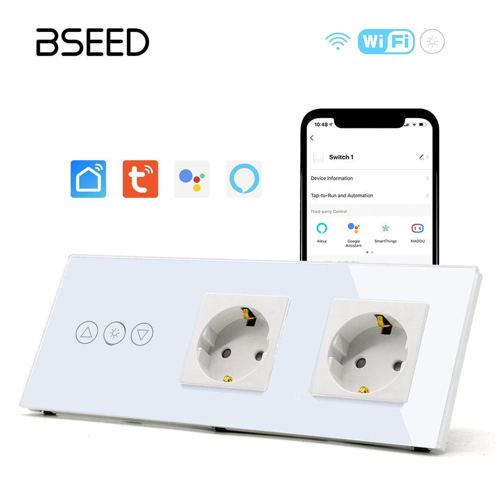 Bseed Smart WiFi Dimmer Switches With Normal EU Standard Wall Sockets 228mm Light Switches Bseedswitch 