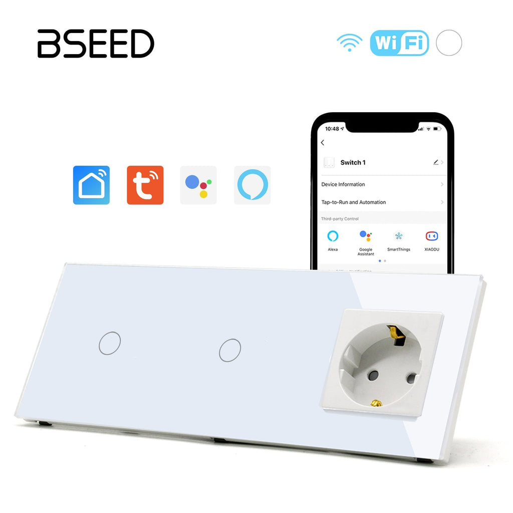 Bseed Smart WiFi Light Switches Multi Control With EU Normal Standard Wall Socket Light Switches Bseedswitch 