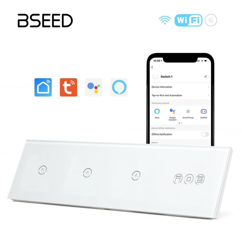 BSEED triple 1/2/3 Gang WiFi Switch With Roller Shutter Switch 299mm Light Switches Bseedswitch 