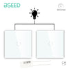 BSEED 2Pieces 1Gang 2Way Touch Dimmer Wall Switches EU Standard Crystal Panel Light Switches Bseedswitch 