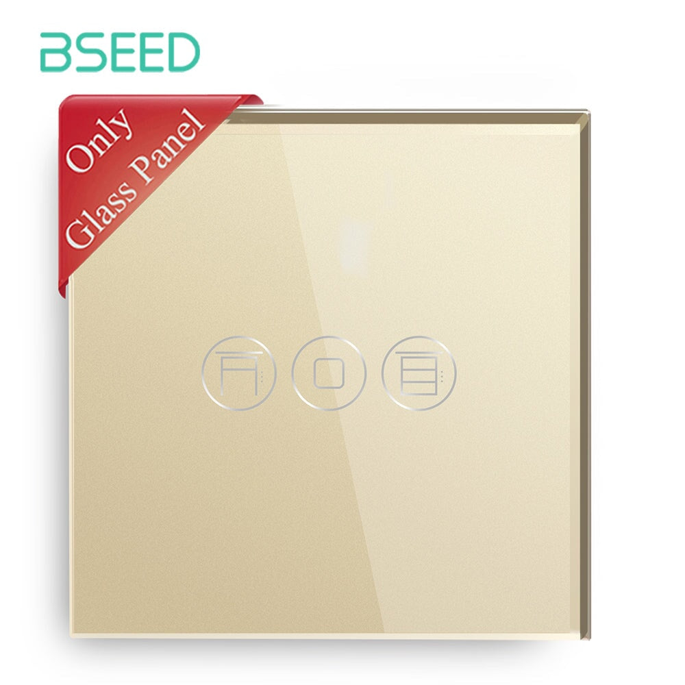 Bseed Glass Panel WiFi Roller Shutter Switch Panel Cystal Glass 86mm Bseedswitch Golden 