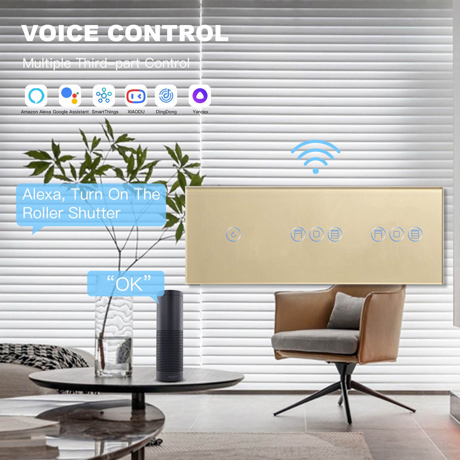 BSEED 1/2/3 Gang WiFi Switch With Double Roller Shutter Switch 228mm ...