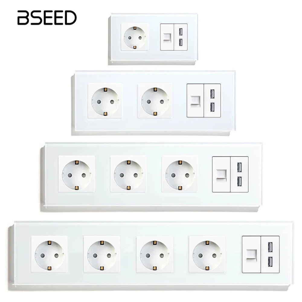 BSEED EU Socket With CAT5 And Double USB Power Outlets & Sockets Bseedswitch 