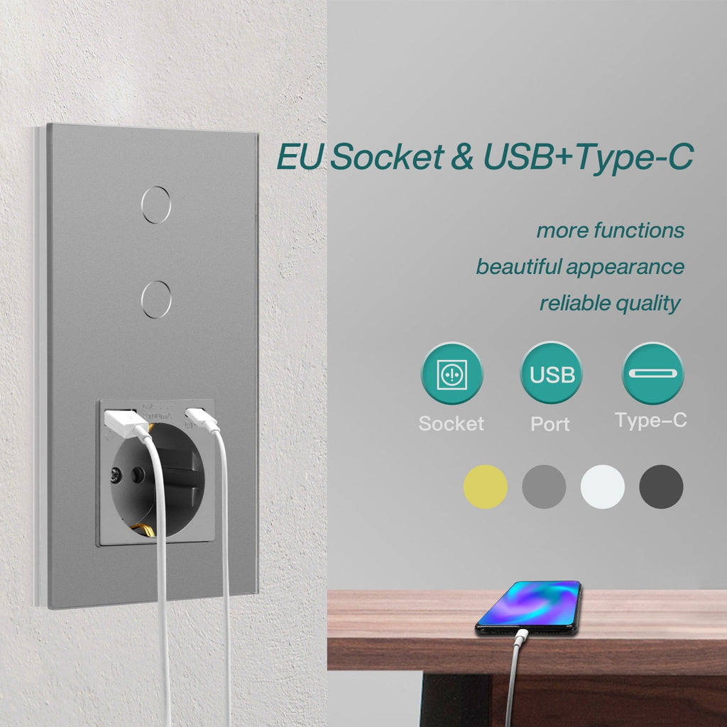 Bseed Zigbee 1/2/3 Light Switch 1/2/3 Way With EU Socket With USB and –  Bseedswitch